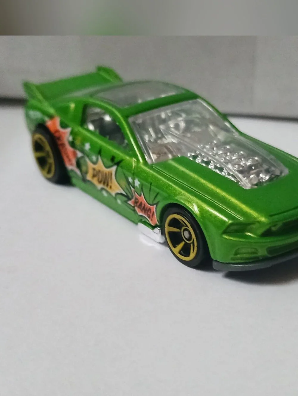 2013 Mustang GT - Hot Wheels Green Comic Style Die-Cast Toy Car